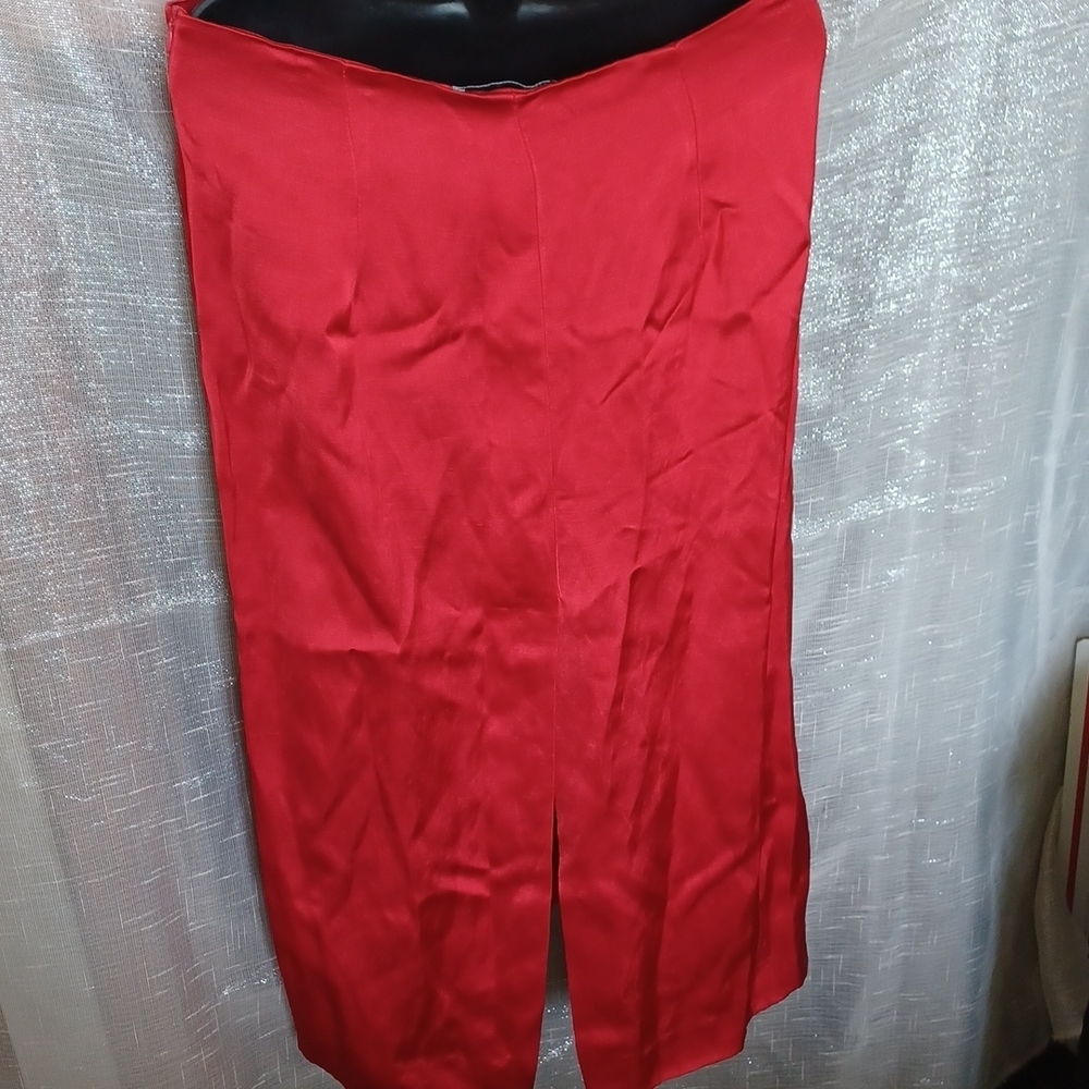 Zara Red Straight Satin Effect Maxi Skirt Size XL NWT - Picture 2 of 6